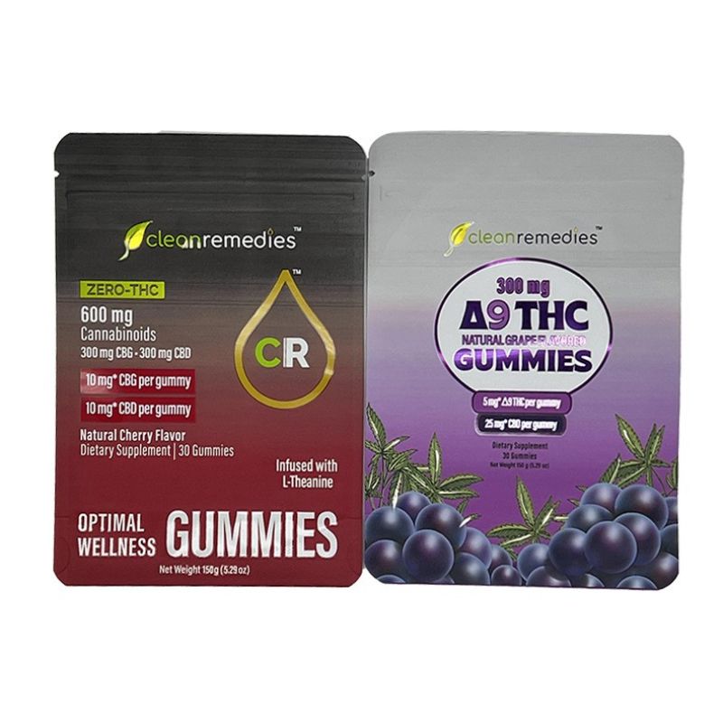 Clean Remedies Delta 8 600mg THC Gummies Mylar Bags